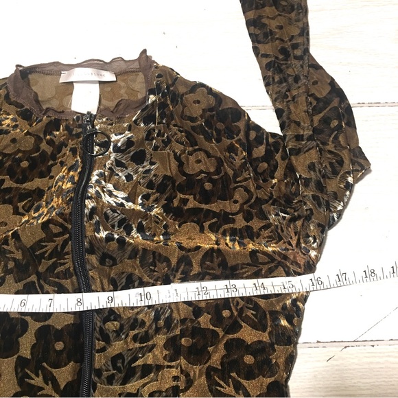 PAPILLON BLANC WOMEN'S BROWN ANIMAL PRINT FULL ZIP JACKET Sz M - Picture 4 of 7